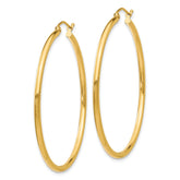 14k 2x45mm Polished Lightweight Tube Hoop Earrings